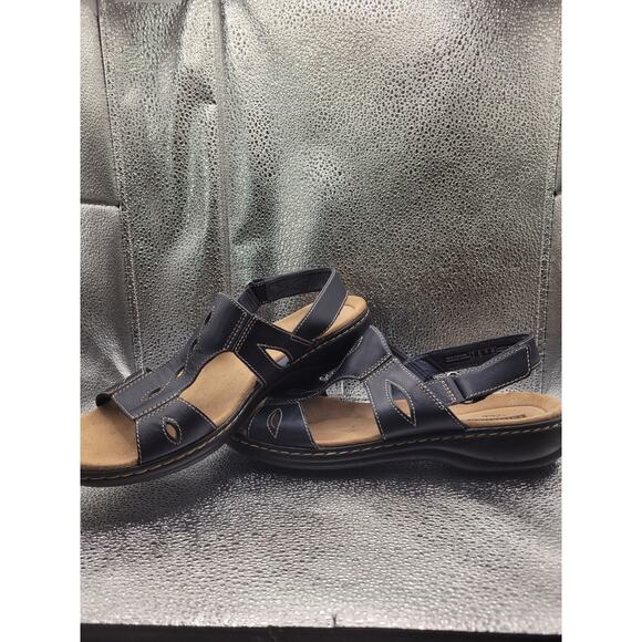 Clarks Women Navy Sandals Adjustable Velcro Strap Sz 9.5 - Picture 4 of 6